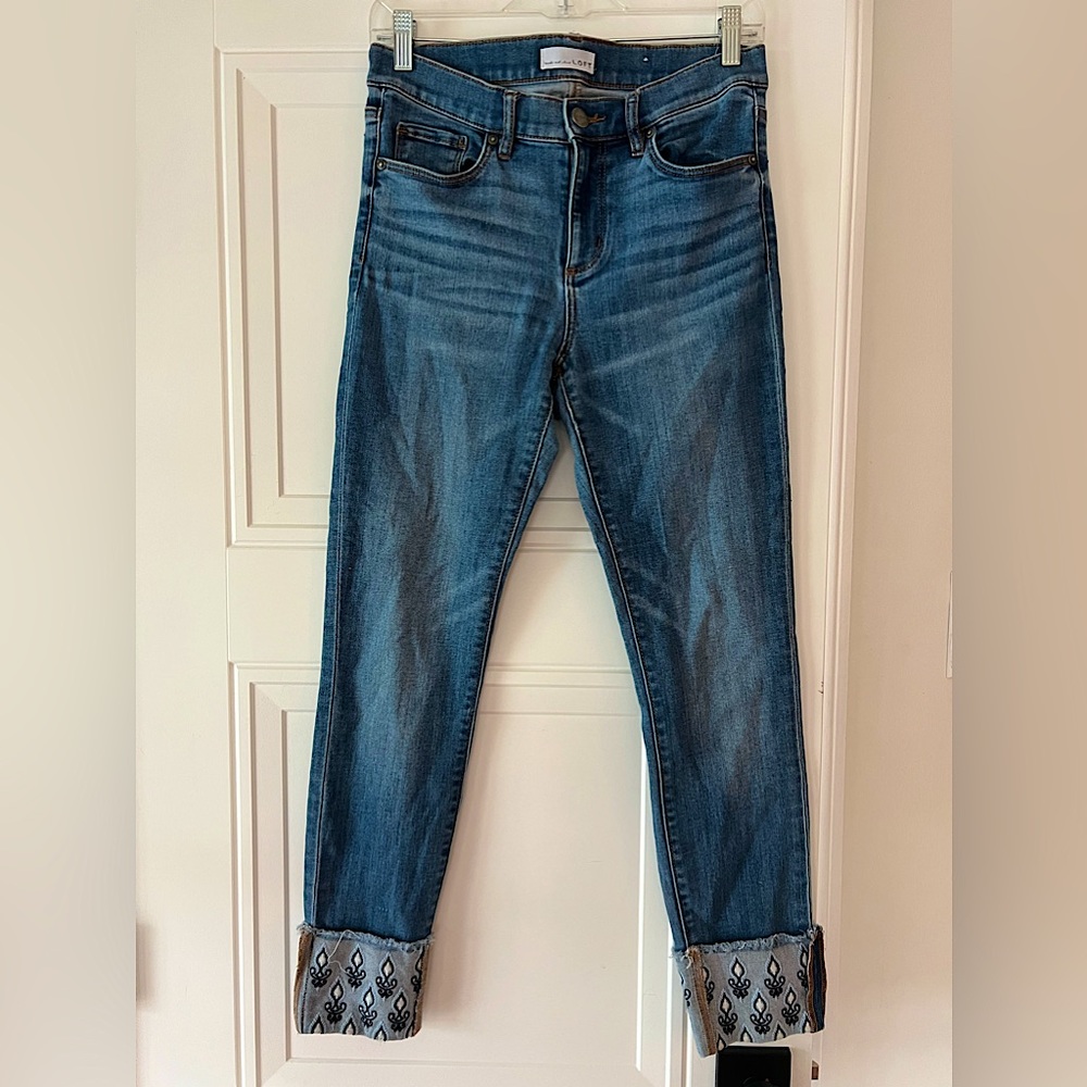 Loft Modern Skinny Jeans with Embroidered Hem